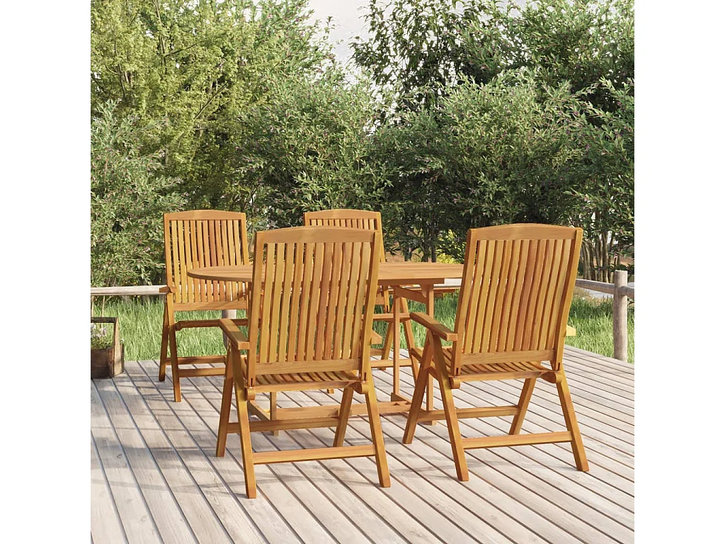 5 pcs conjunto de jantar p/ jardim madeira de teca maciça