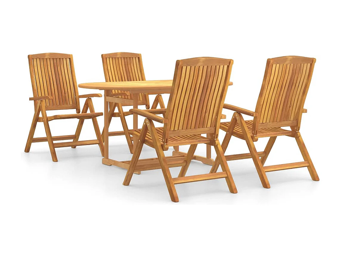 5 pcs conjunto de jantar p/ jardim madeira de teca maciça