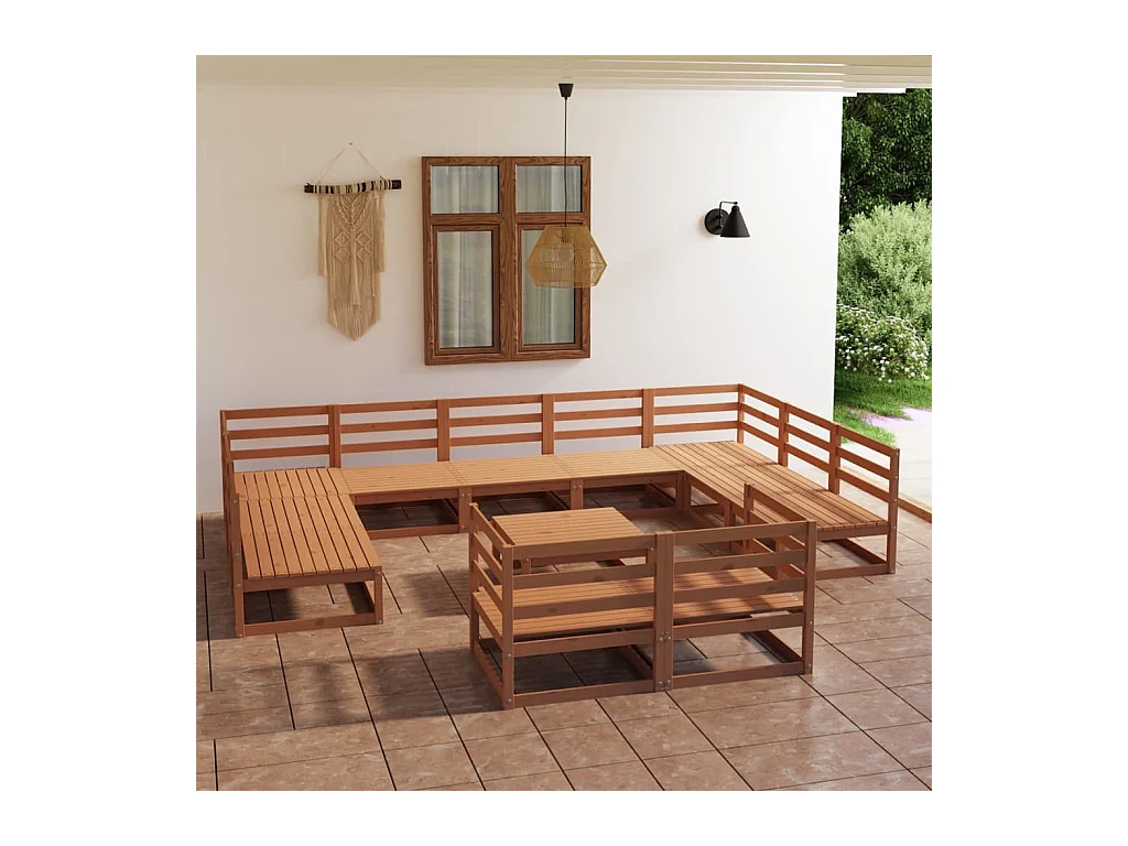 Set Divani da Giardino 12 pz in Legno Massello di Pino