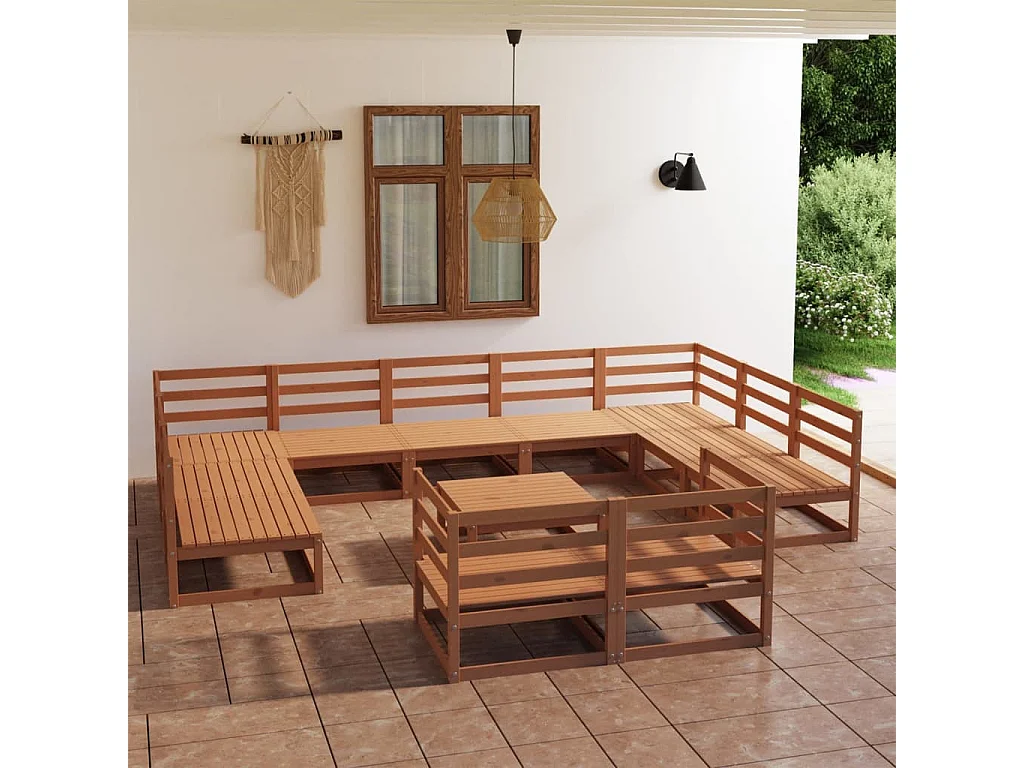 12-delige Loungeset massief grenenhout