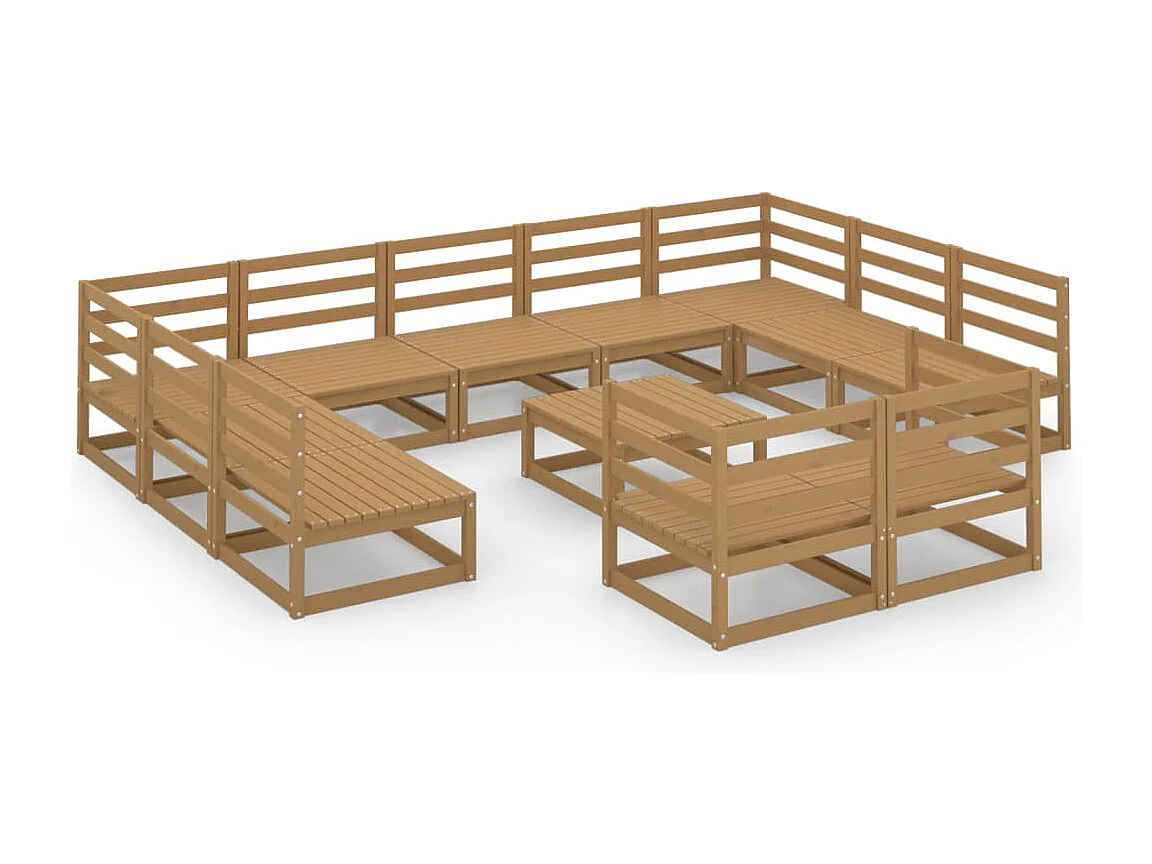 12-delige Loungeset massief grenenhout