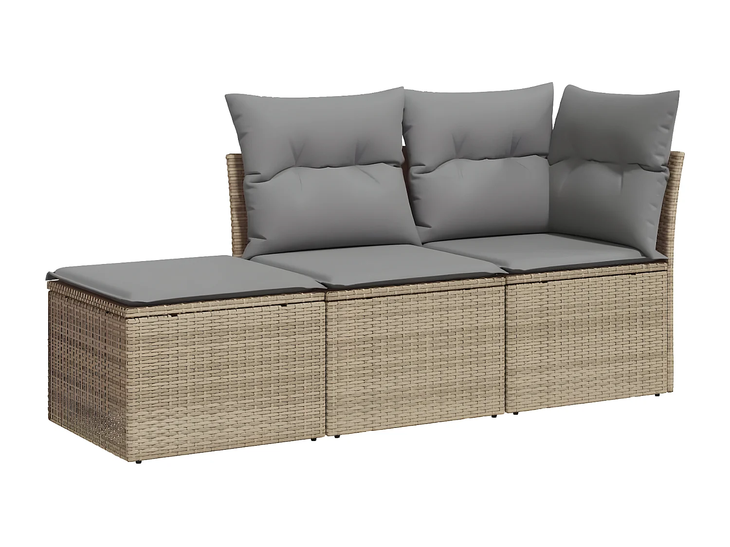 Set Divano da Giardino 3 pz con Cuscini Beige in Polyrattan