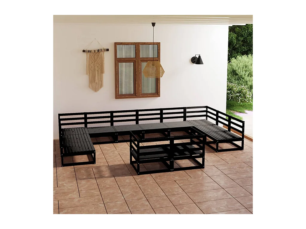 12-delige Loungeset massief grenenhout