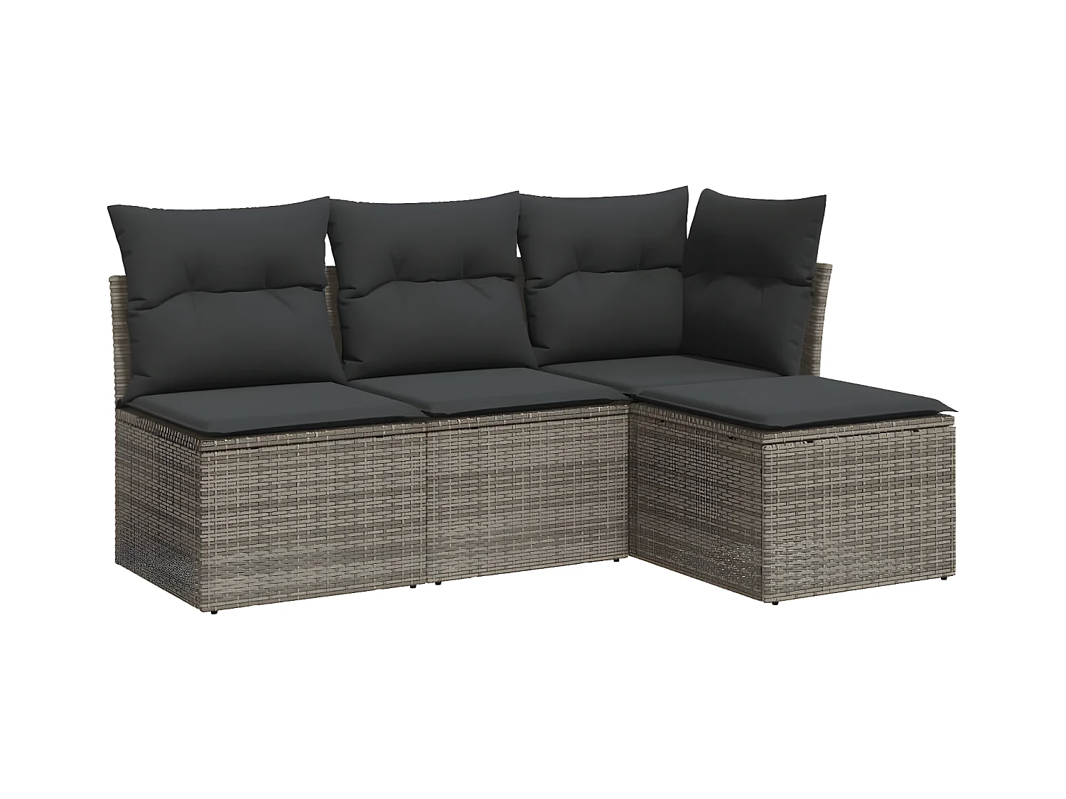4-tlg. Garten-Sofagarnitur mit Kissen Grau Poly Rattan