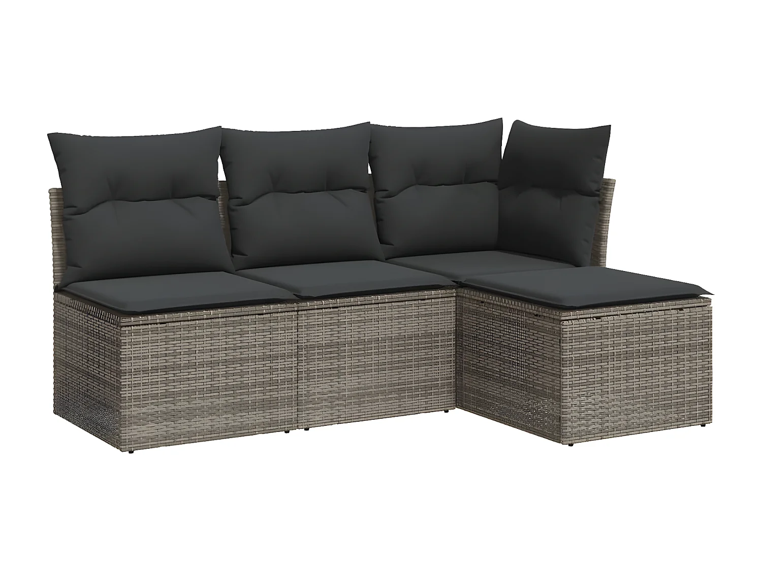 Salon de jardin 4 pcs avec coussins gris résine tressée