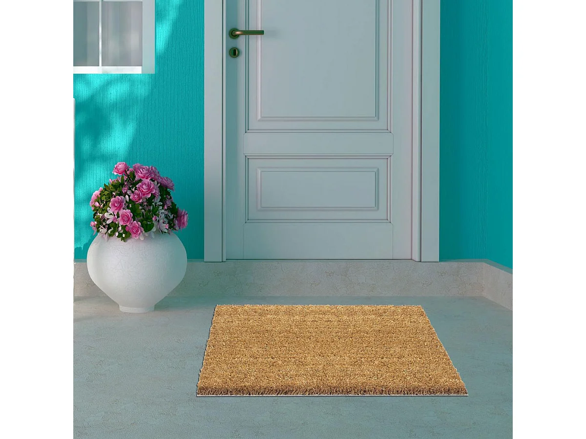 Paillasson 50x80 tissé en coco motif uni ECO COCO beige