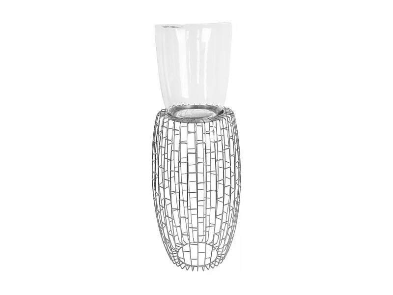 Bougeoir fait à la main en fer CIRO 28x28x73 gris