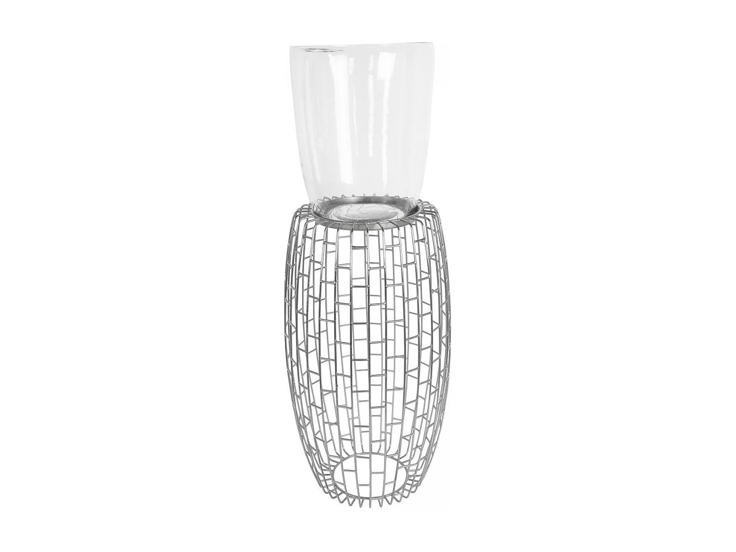 Bougeoir fait à la main en fer CIRO 28x28x73 gris