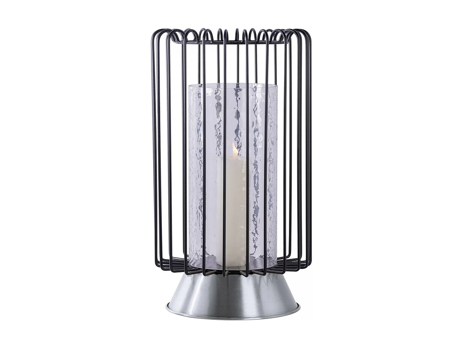 Bougeoir fait à la main en fer CAJA 22,5x22,5x40 noir et gris