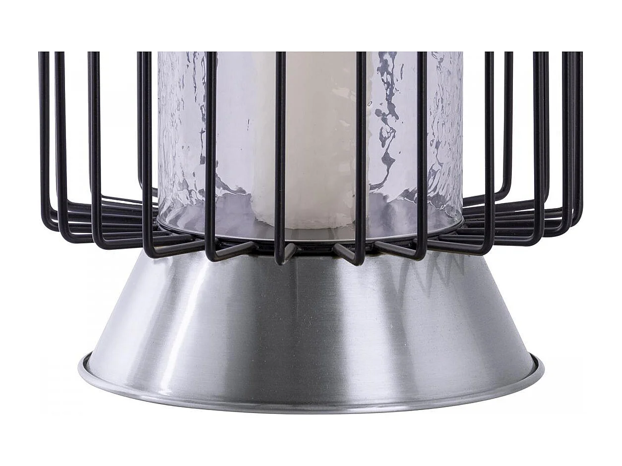 Bougeoir fait à la main en fer CAJA 22,5x22,5x40 noir et gris