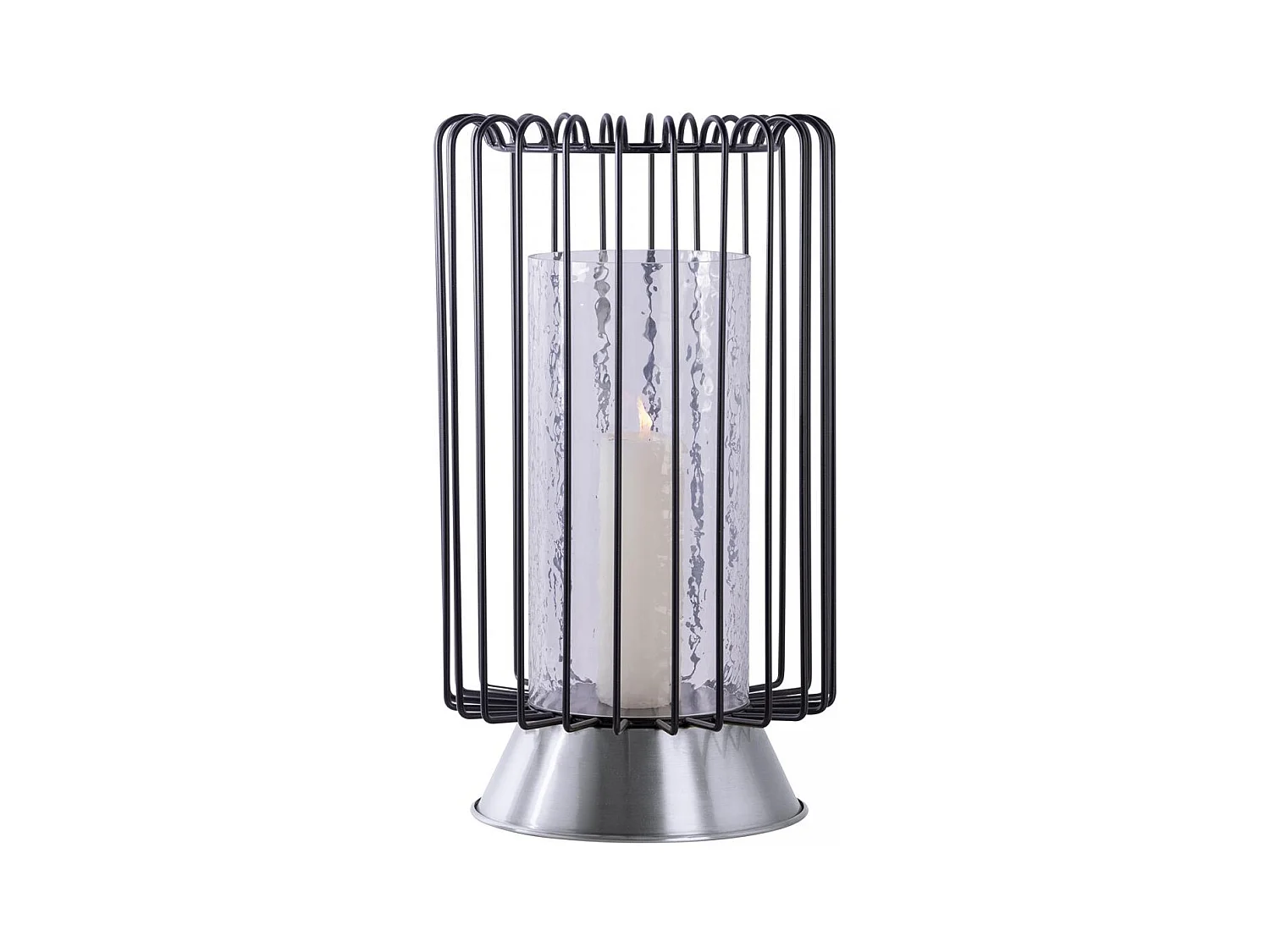 Bougeoir fait à la main en fer CAJA 22,5x22,5x40 noir et gris