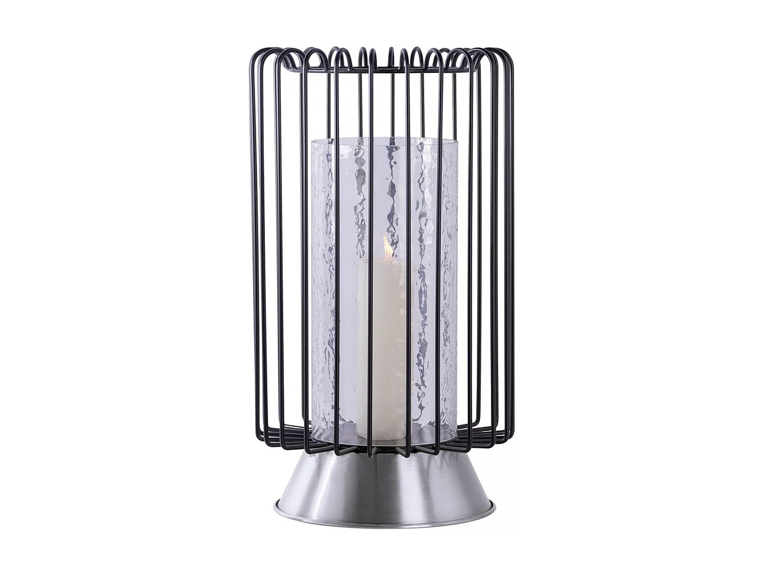 Bougeoir fait à la main en fer CAJA 22,5x22,5x40 noir et gris