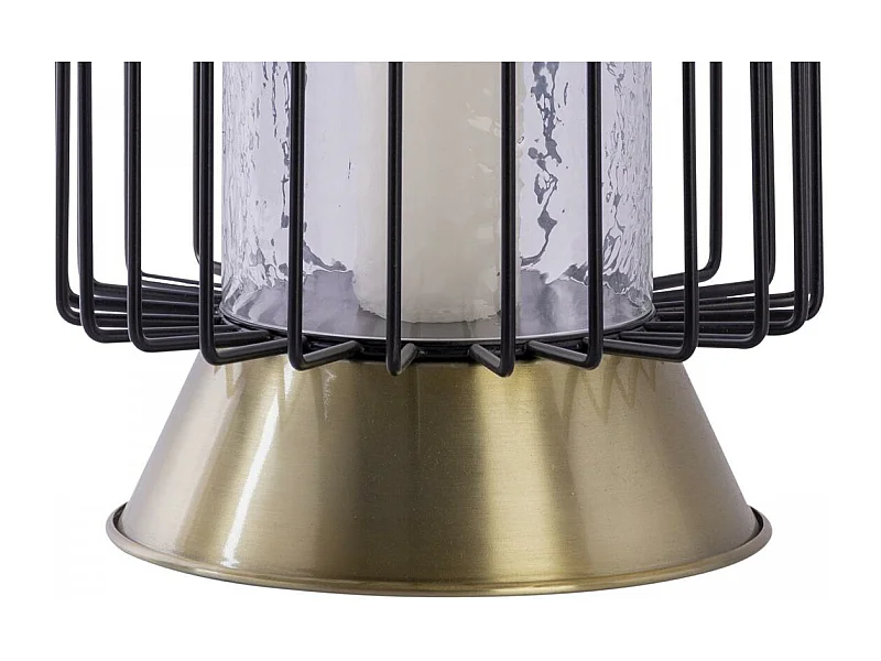 Bougeoir fait à la main en fer CAJA 22,5x22,5x40 or et noir