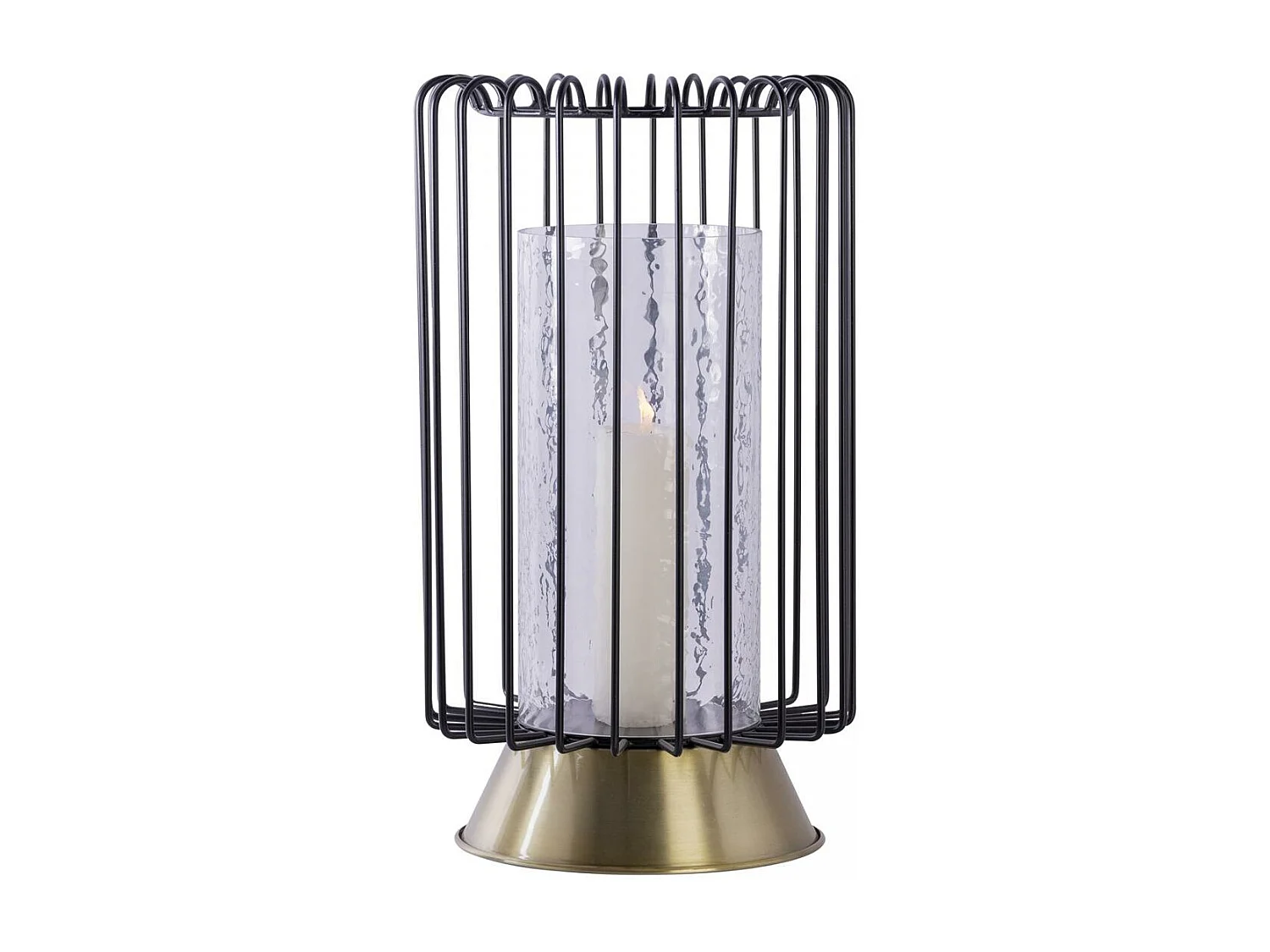 Bougeoir fait à la main en fer CAJA 22,5x22,5x40 or et noir