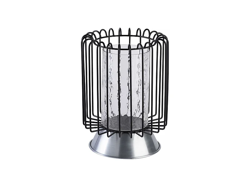 Bougeoir fait à la main en fer CAJA 22,5x22,5x31 noir et gris