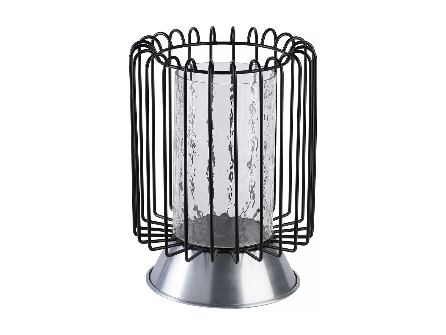 Bougeoir fait à la main en fer CAJA 22,5x22,5x31 noir et gris