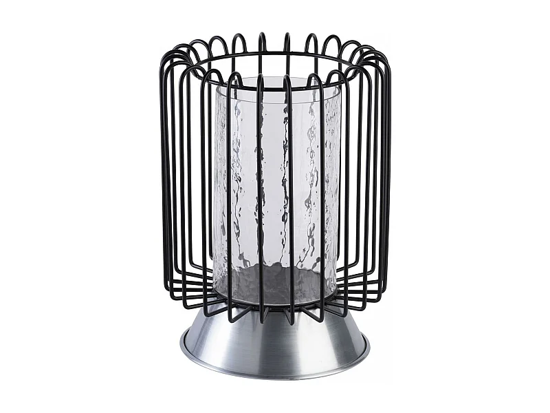 Bougeoir fait à la main en fer CAJA 22,5x22,5x31 noir et gris