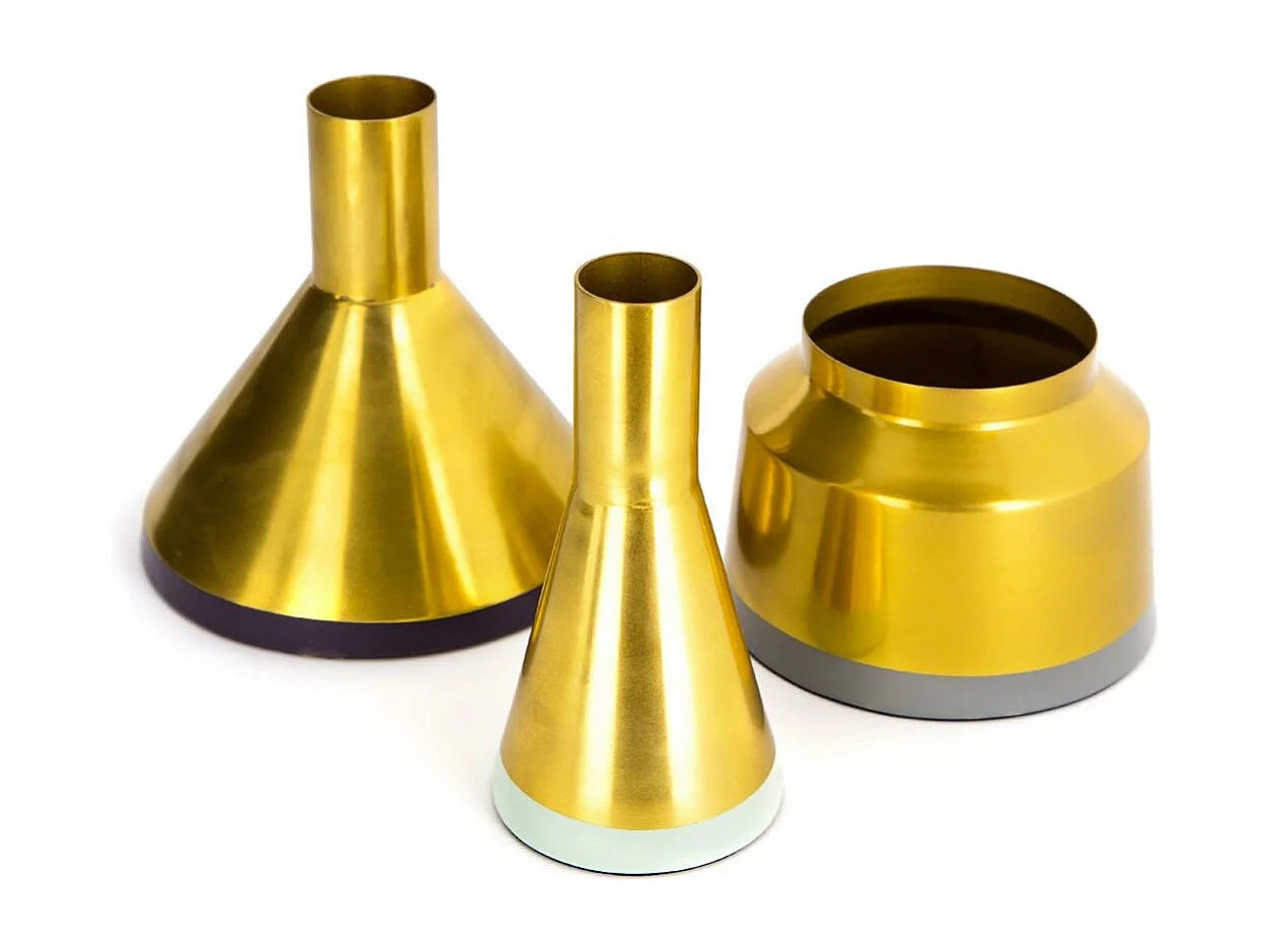 Vase fait à la main LOT DE 3 SHINE 15x15 jaune