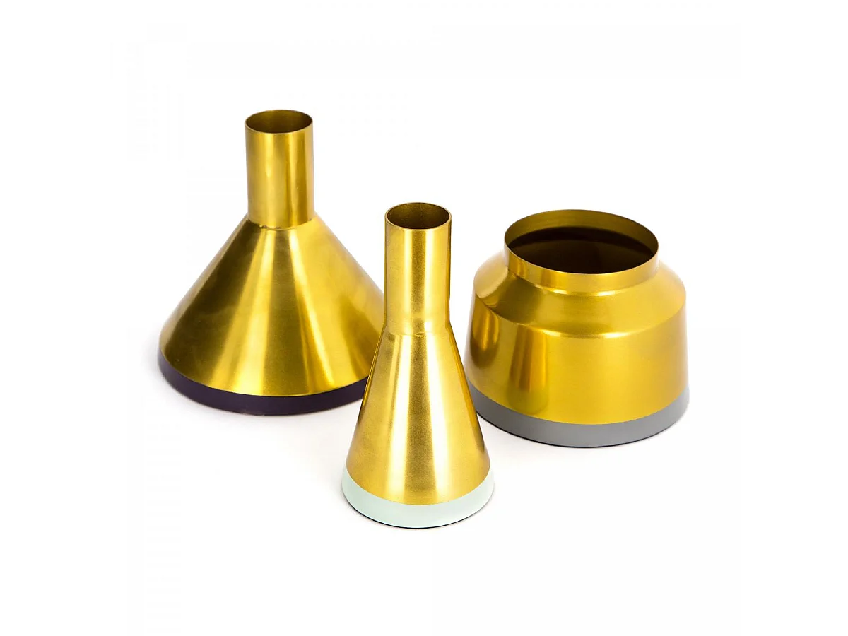 Vase fait à la main LOT DE 3 SHINE 15x15 jaune