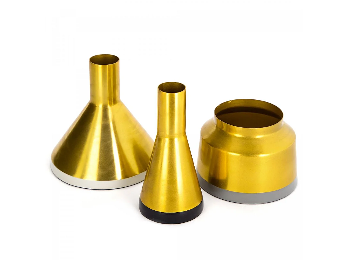 Vase fait à la main LOT DE 3 SHINE 15x15 or et blanc