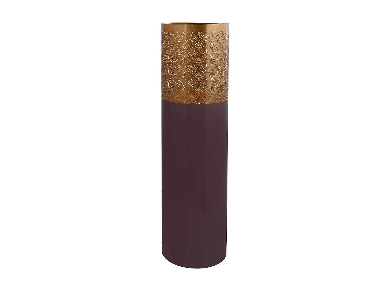 Vase fait à la main en fer OA 25x25x90 violet foncé et or