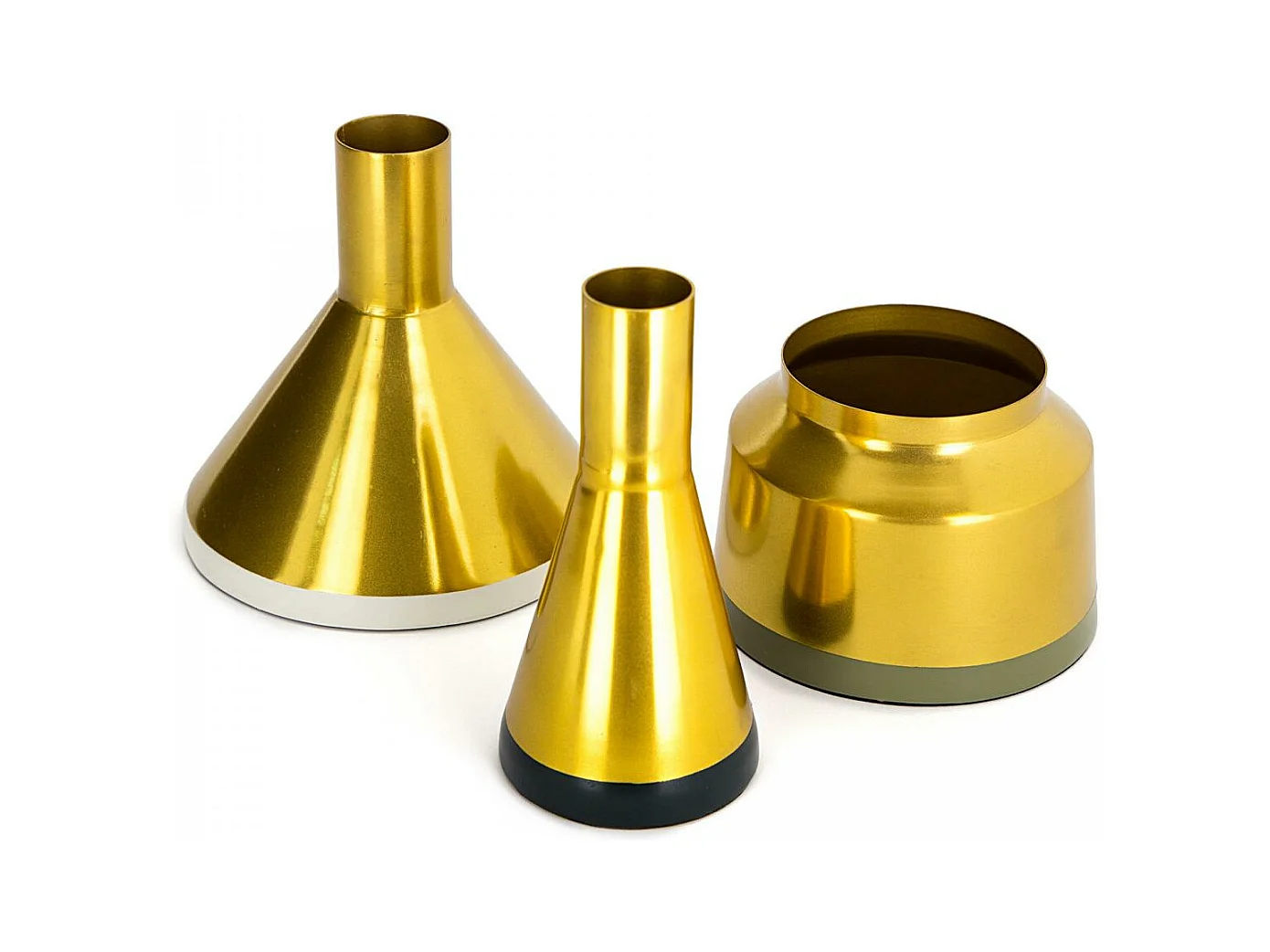 Vase fait à la main LOT DE 3 SHINE 15x15 noir et or
