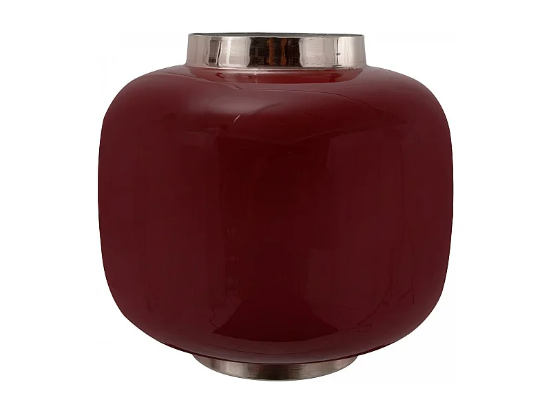 Vase fait à la main en fer OBLI 20x20x19 prune et gris