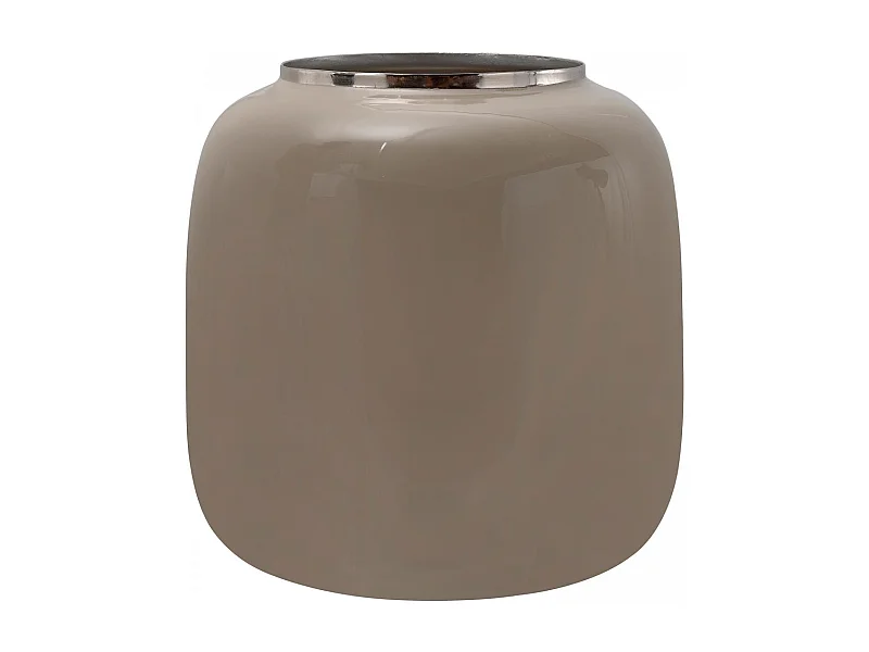 Vase fait à la main en fer ODLI 20x20x20 taupe et gris