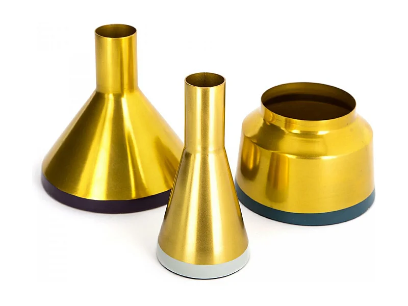 Vase fait à la main LOT DE 3 SHINE 15x15 gris et or