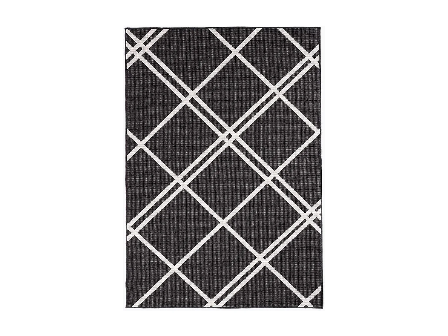 Tapis extérieur, kilim reversible 160x230 LYN2 AB REVERSIBLE noir et crème