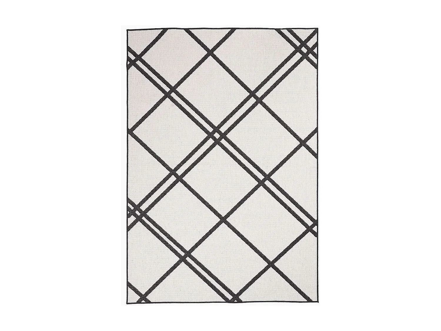 Tapis extérieur, kilim reversible 160x230 LYN2 AB REVERSIBLE noir et crème