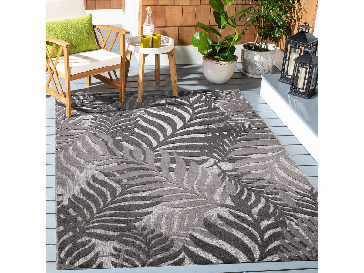 Tapis extérieur 140x200 tissé kilim gris CHIMEK