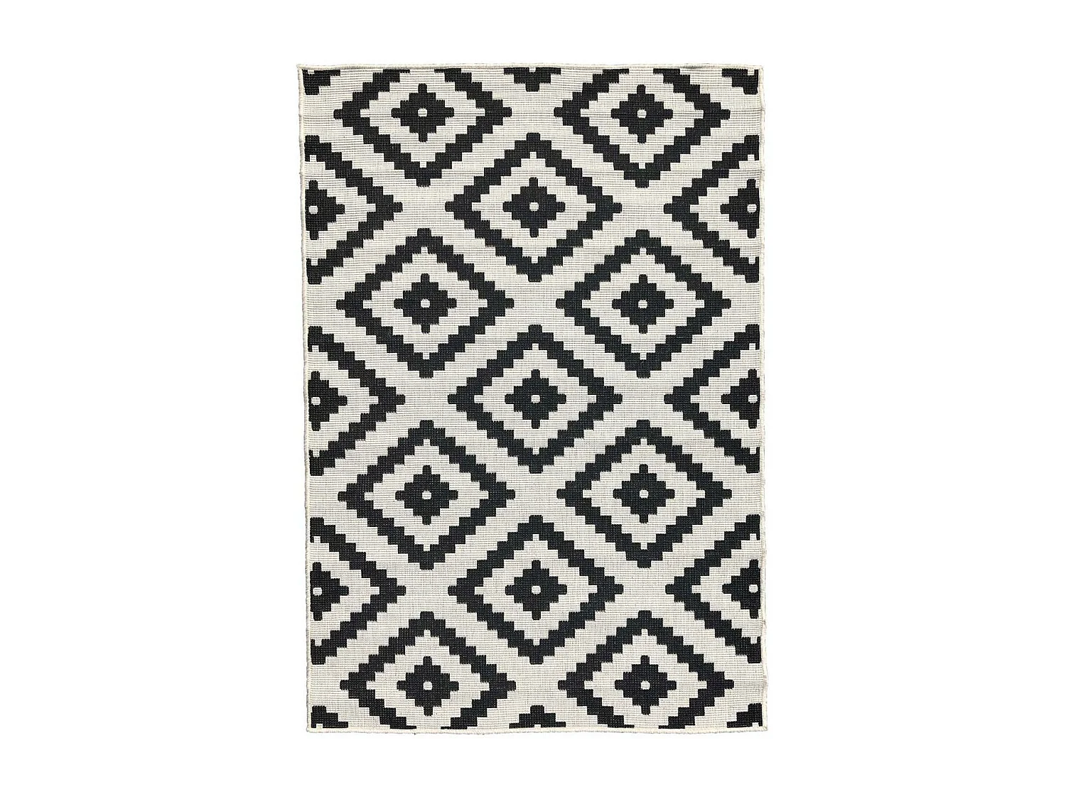 Tapis extérieur, kilim reversible 160x230 LYN2 AY REVERSIBLE noir et crème