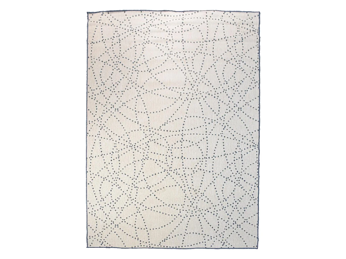 Tapis extérieur, kilim reversible 120x170 LYN2 BJ REVERSIBLE bleu et blanc