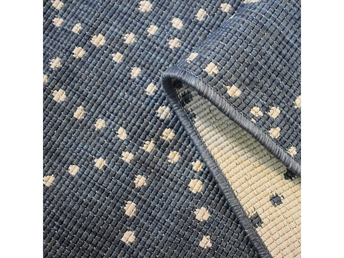 Tappeto da esterno, kilim reversibile 120x170 EX1 TEN blu e bianco