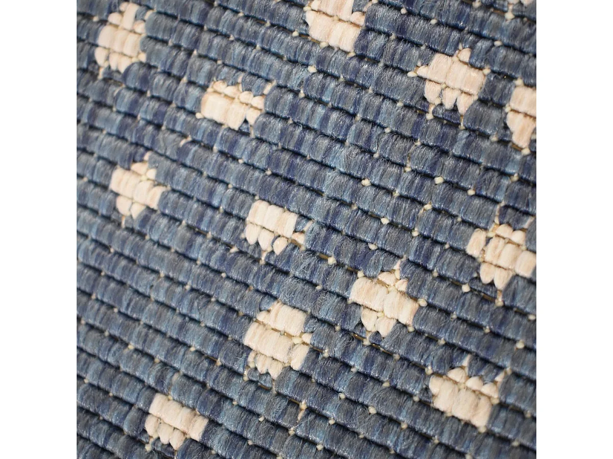 Tappeto da esterno, kilim reversibile 120x170 EX1 TEN blu e bianco