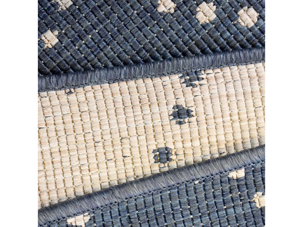 Tappeto da esterno, kilim reversibile 120x170 EX1 TEN blu e bianco