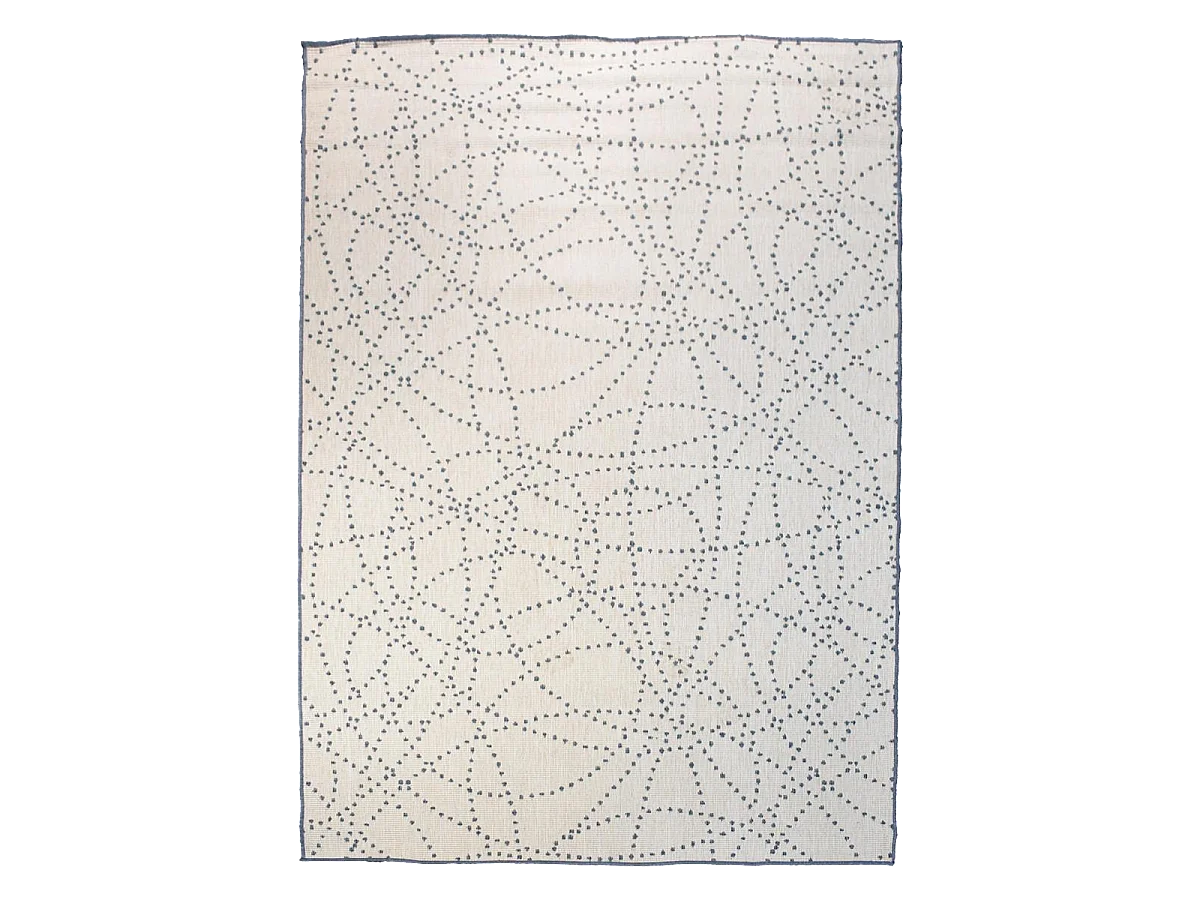 Tapis extérieur, kilim reversible 120x170 LYN2 BJ REVERSIBLE bleu et blanc