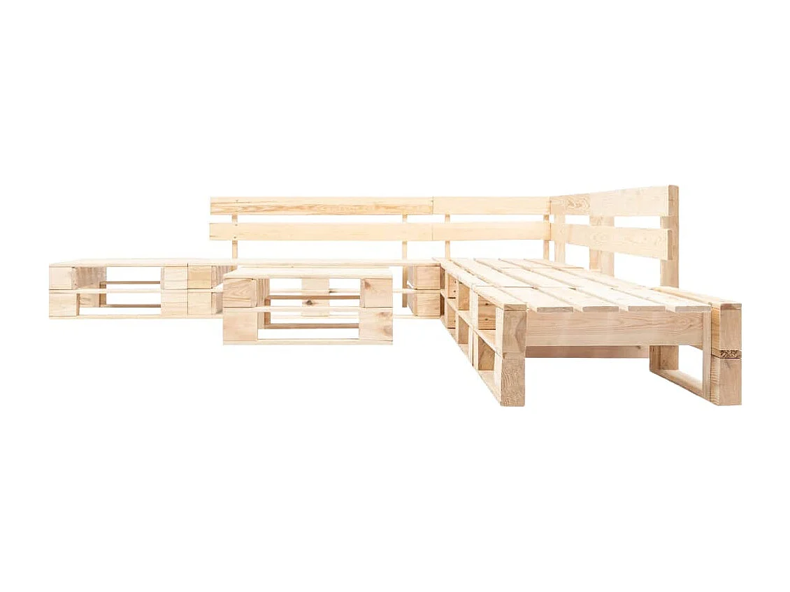 Salon de jardin palette 6 pcs naturel bois