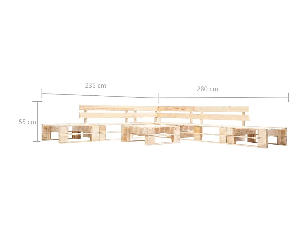 Salon de jardin palette 6 pcs naturel bois