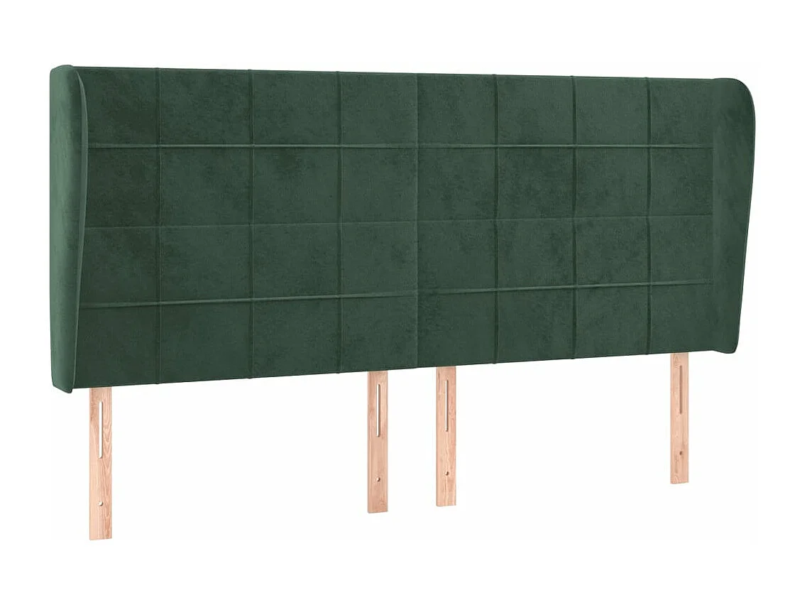 Cabeceira cama c/ abas veludo 163x23x118/128 cm verde-escuro