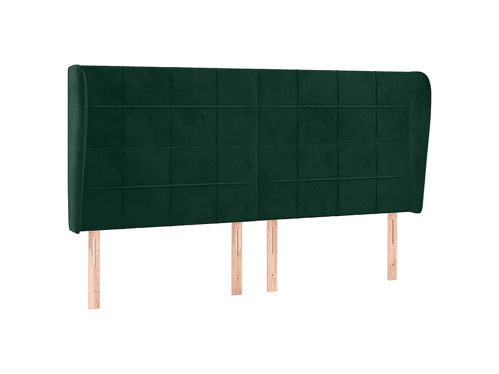 Tête de lit avec oreilles Vert foncé 163x23x118/128 cm Velours