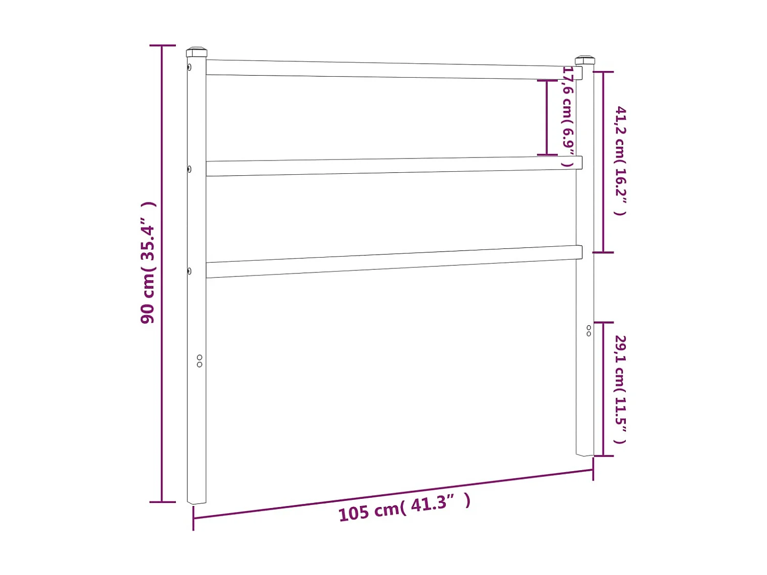 Vervangend hoofdbord 100 cm metaal wit