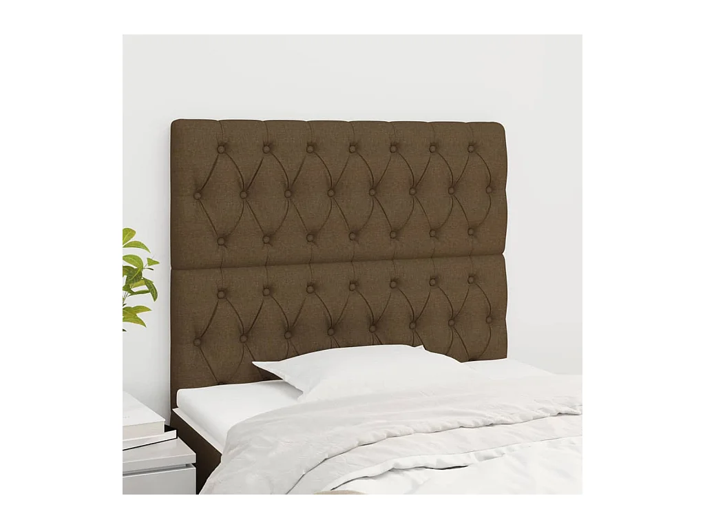 Têtes de lit 2 pcs Marron Foncé 90x7x78/88 cm Tissu