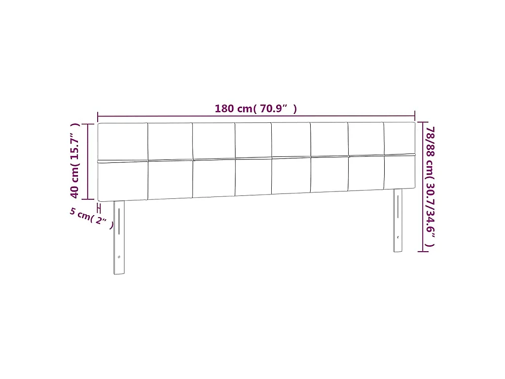 Hoofdbord LED 180x5x78/88 cm fluweel donkergroen