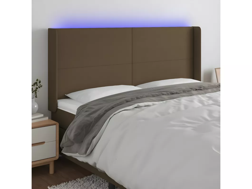 Kauf Unique LED Kopfteil Dunkelbraun 163x16x118/128 cm Stoff