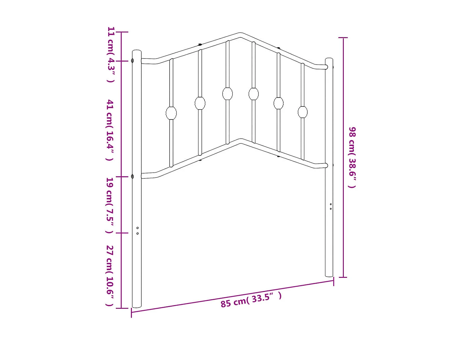 Tête de lit métal blanc 80 cm