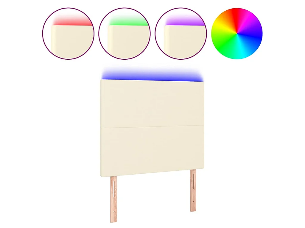 Hoofdbord LED 80x5x118/128 cm kunstleer crèmekleurig