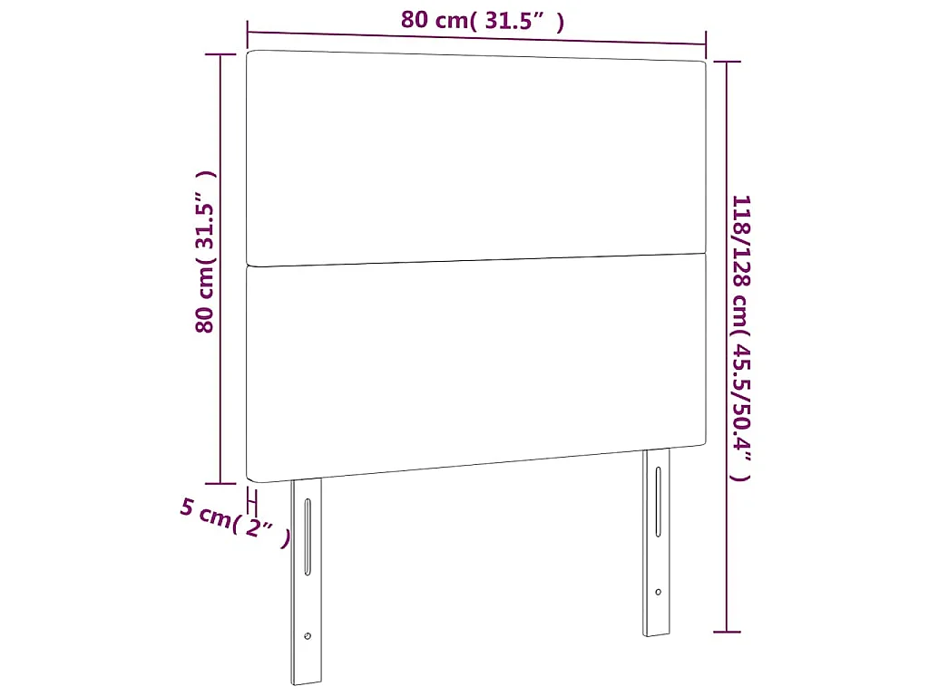Hoofdbord LED 80x5x118/128 cm kunstleer crèmekleurig