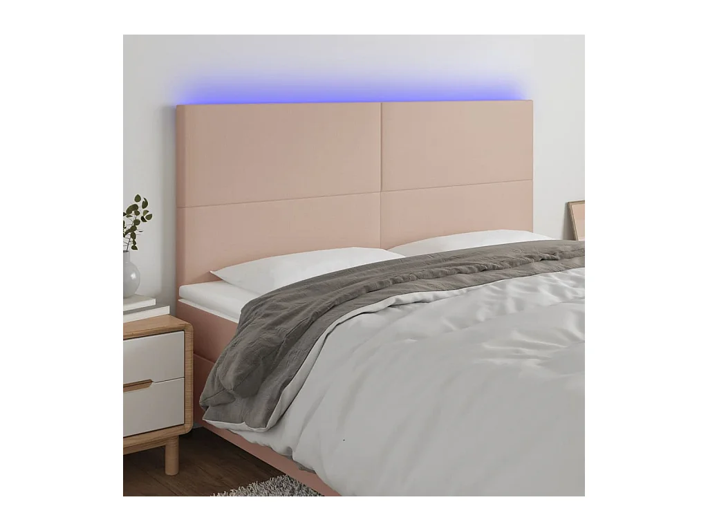 Hoofdbord LED 160x5x118/128 cm kunstleer cappuccinokleurig